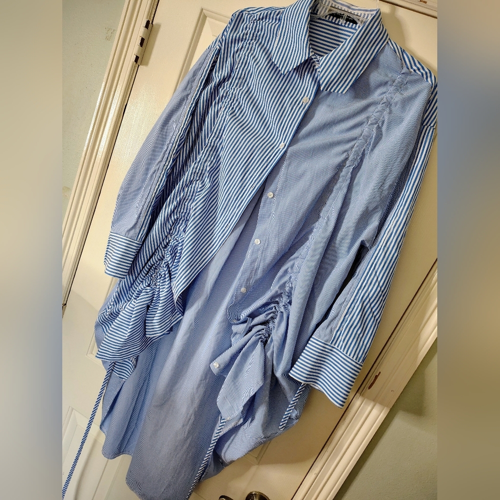 Good Time USA long sleeve Tunic Dress blouse with Ruching size 1X-2X